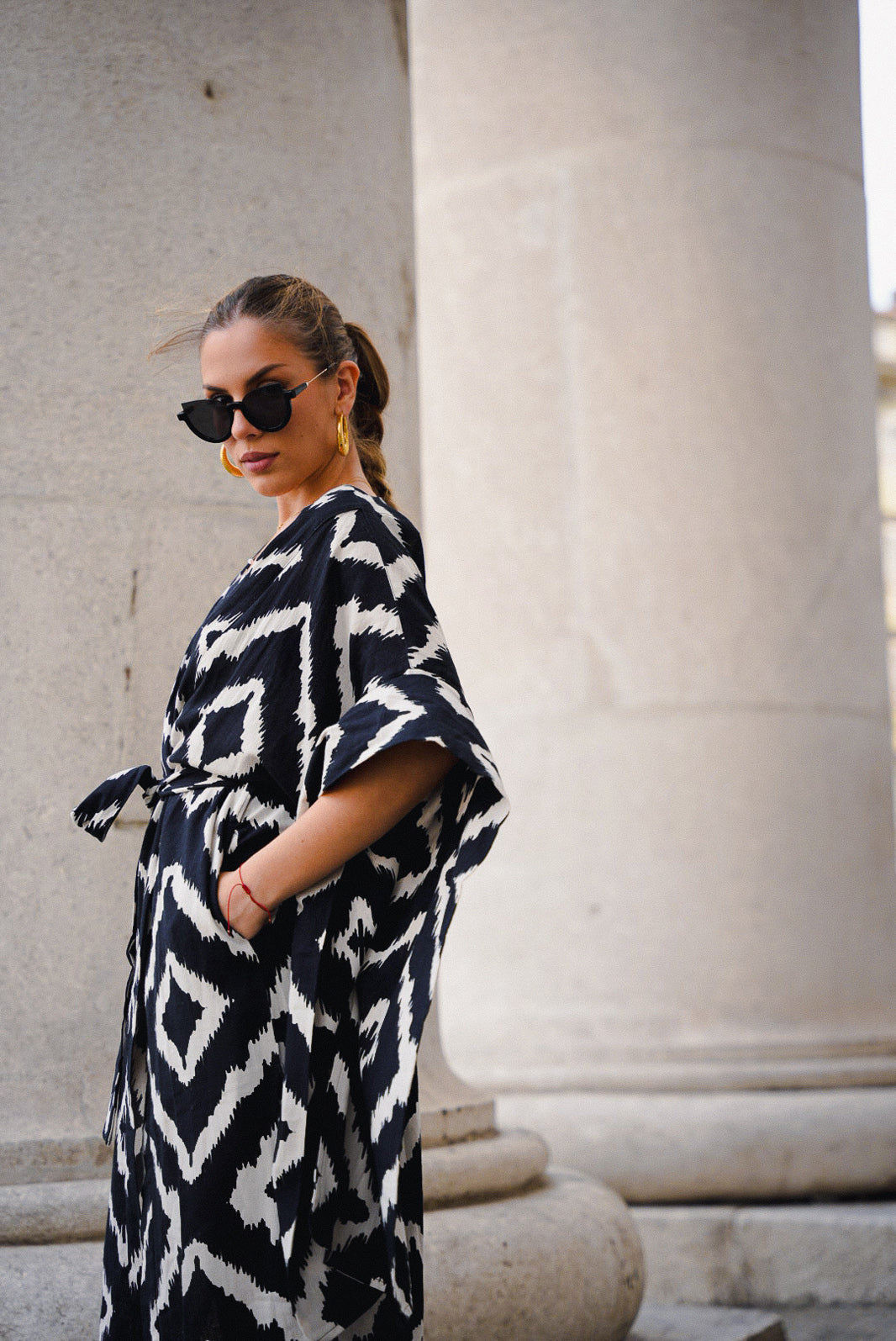 Kimono Short Crop Top Set Inkblot Illusion - Qbik By KD