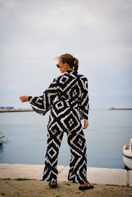 Kimono Trouser Set Inkblot Illusion - Qbik By KD