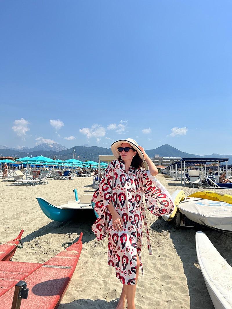 Red Ikat Kimono - Qbik By KD