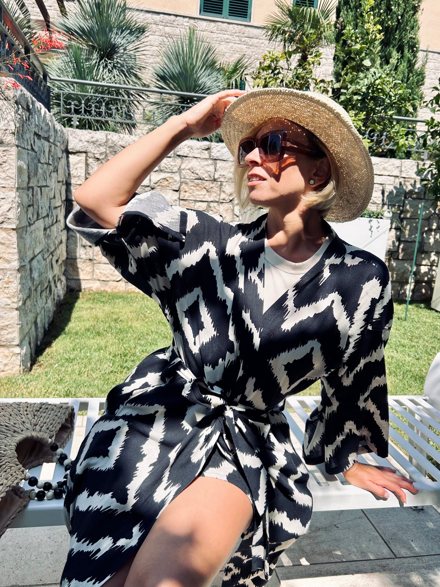 Inkblot Illusion Kimono Short Set - Qbik By KD