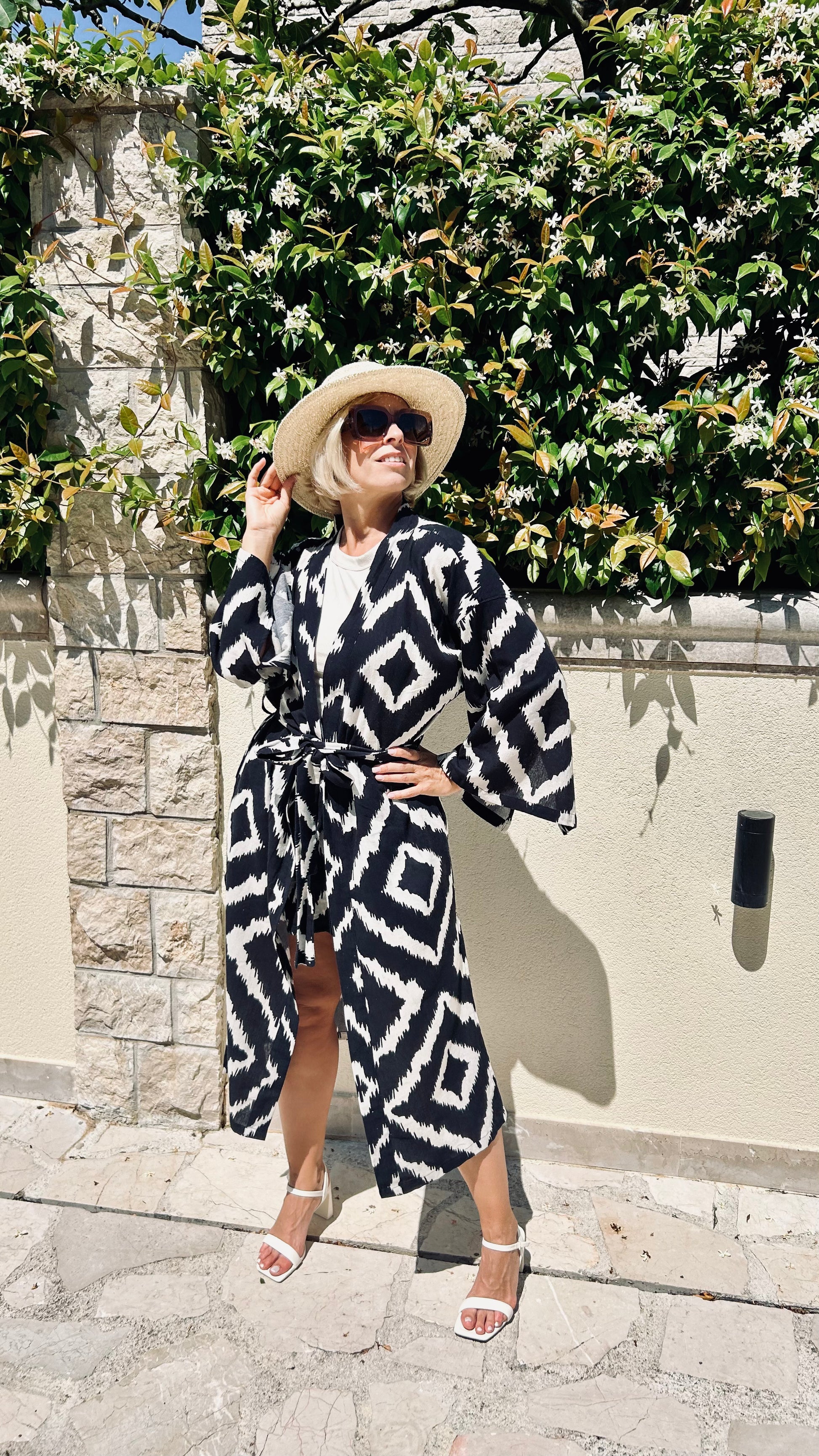 Inkblot Illusion Kimono Short Set - Qbik By KD