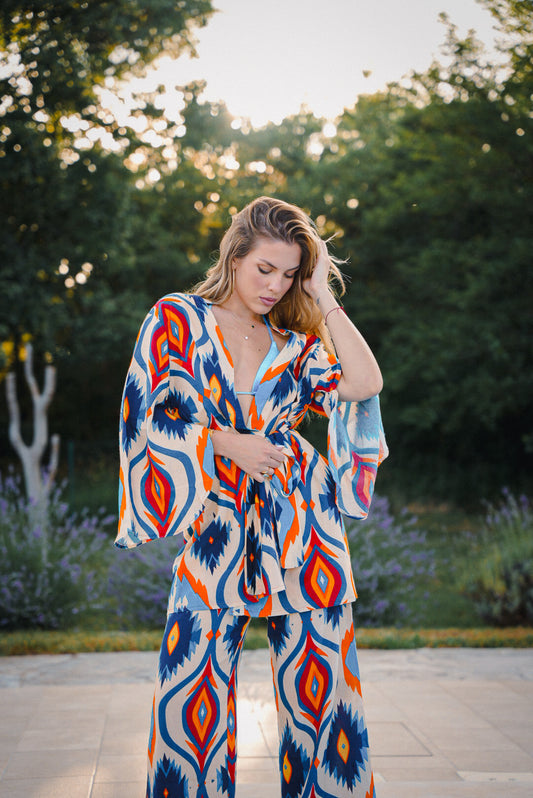 Kimono Trouser Set Moroccan Ikat - Qbik By KD